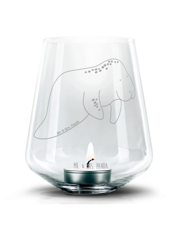 Mr. & Mrs. Panda Glas Windlicht Seekuh Chillen ohne Spruch in Transparent