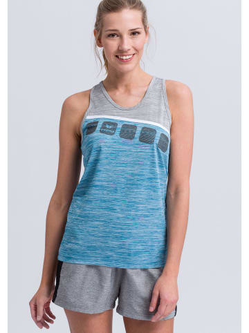 erima 5-C Tanktop in oriental blue melange/grau melange/weiss