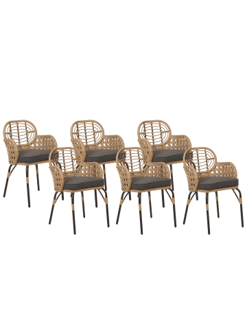 Beliani 6er-Set Esszimmerstuhl PRATELLO in /Beige/Grau