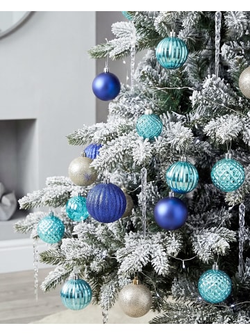 Beliani Weihnachtsbaumkugeln PIELINEN in Blau/Silber