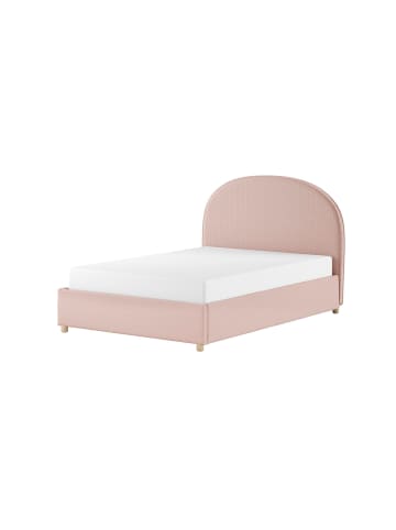 58 aufm Kessel POLSTERBETT Karlotta 140x200 mit Bettkasten Bouclé Stoff rosa
