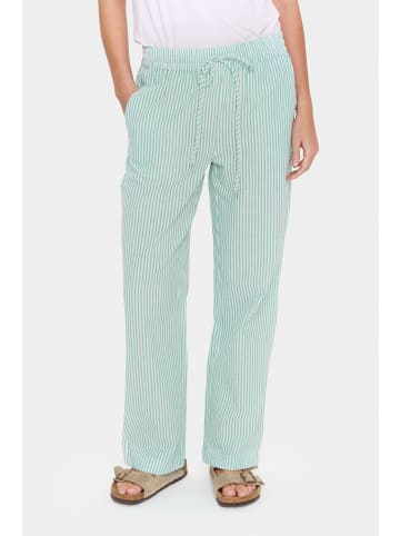 SAINT TROPEZ Casual Hose ElmikoSZ Gerade Passform in Pistachio Green White Stripe