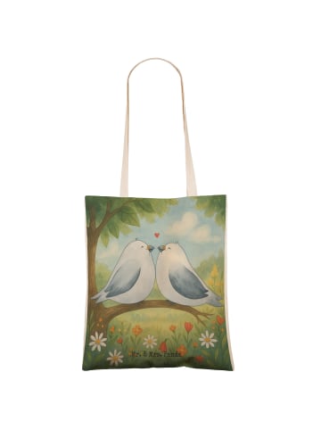 Mr. & Mrs. Panda Tote Bag Turteltauben Liebe Design ohne Spruch in Weiß