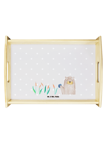 Mr. & Mrs. Panda Servier Tablett Otter Stein ohne Spruch in Grau Pastell