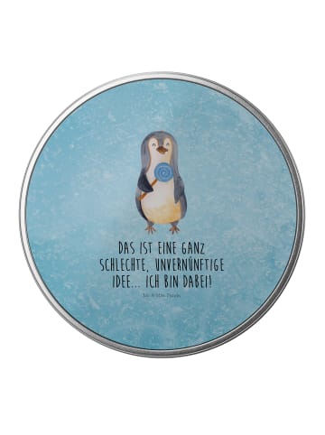 Mr. & Mrs. Panda Aufbewahrungsbox Pinguin Lolli mit Spruch in Eisblau