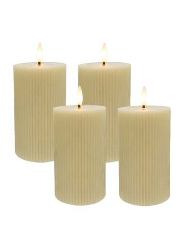 relaxdays 4 x LED Kerzen in Beige - (H)13 x Ø 7,5 cm