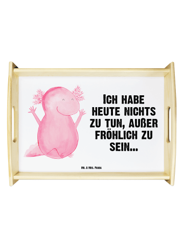 Mr. & Mrs. Panda Serviertablett Axolotl Hurra mit Spruch in Weiß