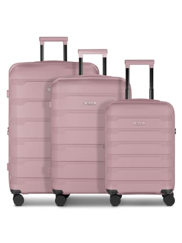 D&N South Dakota 4 Rollen Kofferset 3-teilig mit Dehnfalte in rose gold