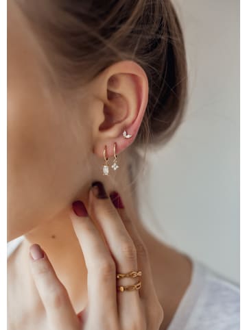 Hey Happiness Vergold. Ohrringe Zirkonia Blume 925 Sterlingsilber in Gold