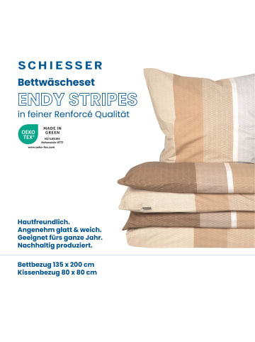 Schiesser Bettwäsche-Set Endy Stripes mit Blockstreifen in Taupe und Beige