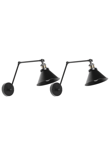 Beliani 2er-Set Wandleuchten NARVA in Schwarz/Messing