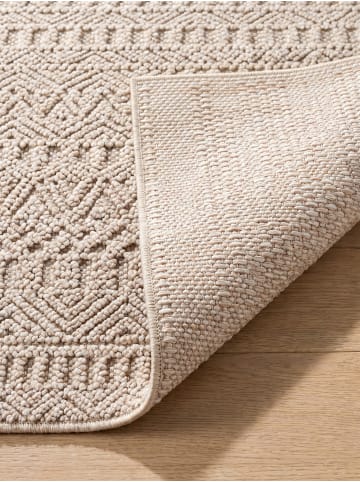KADIMA DESIGN Flachgewebe-Teppich Ethno Streifen Boho Pflegeleicht in Beige