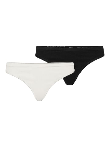 Vero Moda Ripp Slips 2-er Pack G-String Brazilian Tanga VMAGNES in Schwarz-Weiß