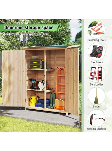 COSTWAY Geräteschuppen Holz 140 x 51 x 163 cm in Hellbraun