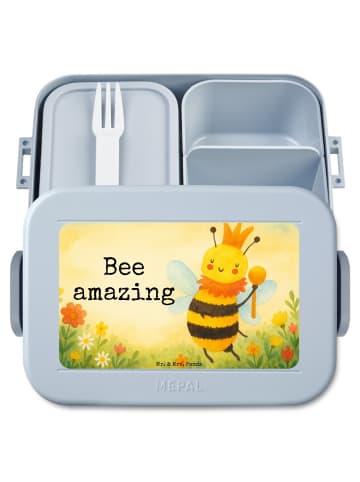 Mr. & Mrs. Panda Bento Box Biene König Design mit Spruch in Blau Pastell