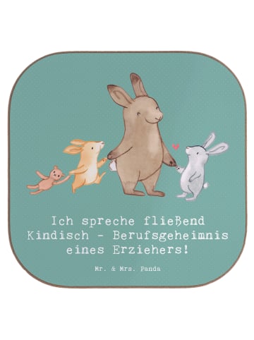 Mr. & Mrs. Panda Holzuntersetzer Erzieher Kindisch mit Spruch in Meeresbrise