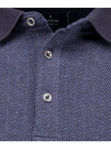 Ragman Polo-Sweatshirt Fischgrat in Blau