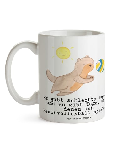 Mr. & Mrs. Panda Tasse Otter Beachvolleyball mit Spruch in Weiß