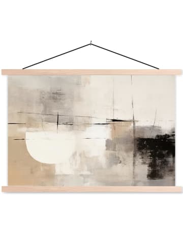 MuchoWow Poster mit Leiste Abstrakte Kunst weiß schwarz  (BxH)