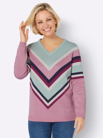 Sieh an! Jacquard-Pullover in kalkmint-altrosa-gemustert