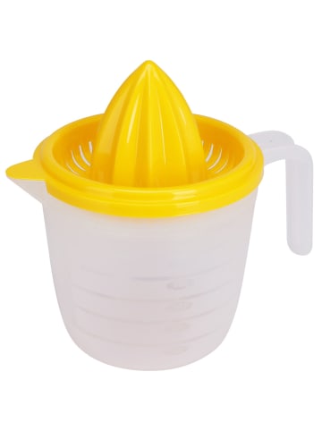 Excellent Houseware Zitronenpresse mit großem Behälter, 600 ml in Gelb, 11,5 x 15 x 16,5 cm