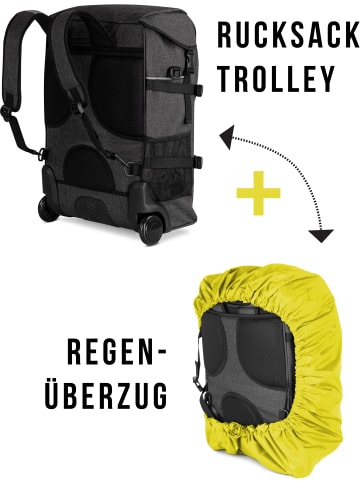 normani Rucksack mit Trolleyfunktion 37 L und Regenüberzug in Gelb