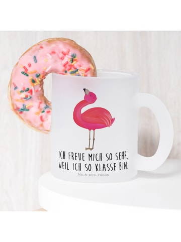 Mr. & Mrs. Panda Häferl Flamingo Stolz mit Spruch in Transparent