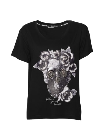 Roberto Geissini Flower Skull T-Shirt Schwarz