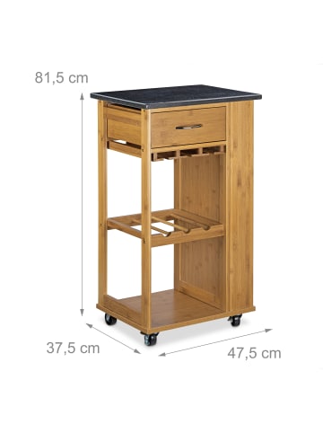 relaxdays Küchenwagen in Natur - (B)47,5 x (H)81,5 x (T)37,5 cm