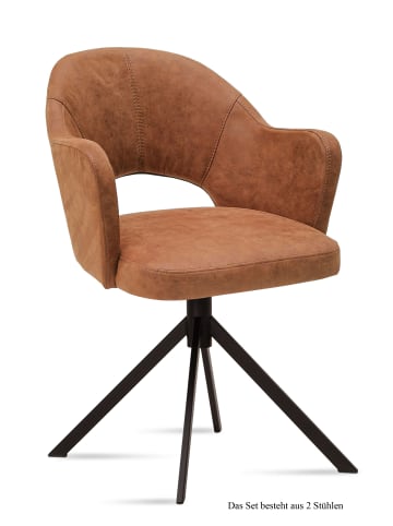 58 aufm Kessel ARMLEHNSTUHL (2er-Set) Dunja 59x87x61 Schwarz/Cognac