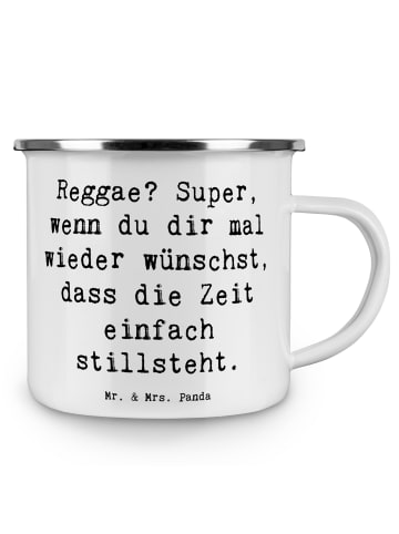 Mr. & Mrs. Panda Emaille Tasse Spruch Reggae Freude mit Spruch in Weiß