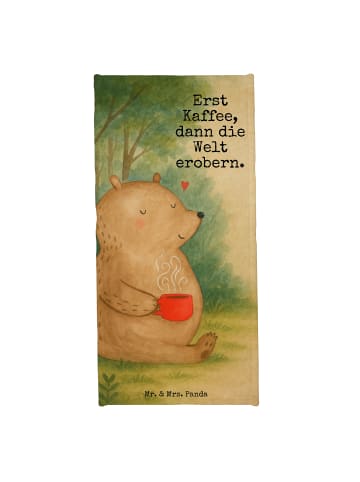 Mr. & Mrs. Panda Badehandtuch Bär Kaffee Design mit Spruch in Weiß