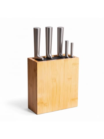 relaxdays Messerblock in Natur/ Schwarz - (B)23 x (H)26 x (T)11,5 cm