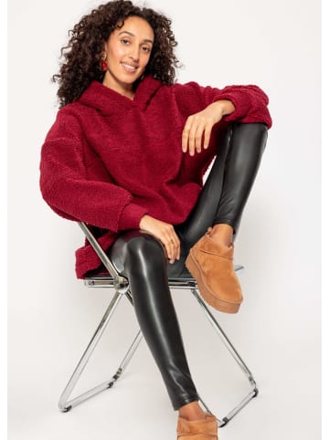SASSYCLASSY Oversize Teddy Sweatshirt mit Kapuze in Weinrot
