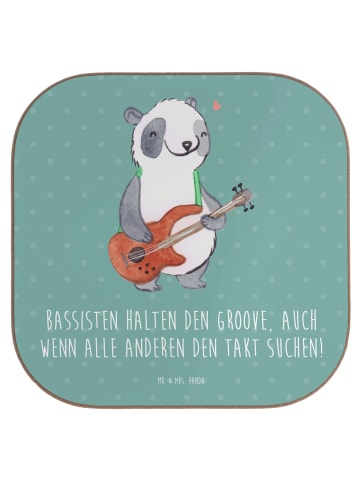 Mr. & Mrs. Panda Bierdeckel Bassgitarre Groove mit Spruch in Meeresbrise
