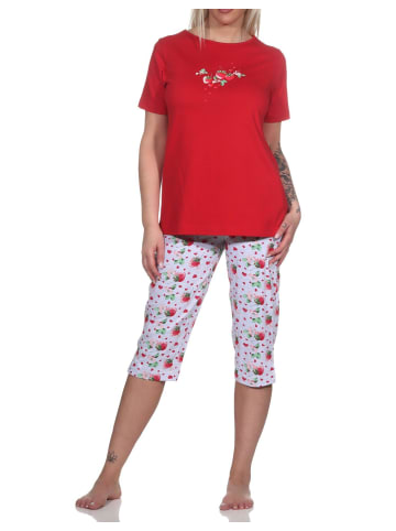 NORMANN kurzarm Capri Schlafanzug Pyjama - 78830 in rot