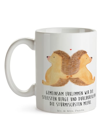 Mr. & Mrs. Panda Kaffeebecher Igel händchenhaltend mit Spruch in Weiß