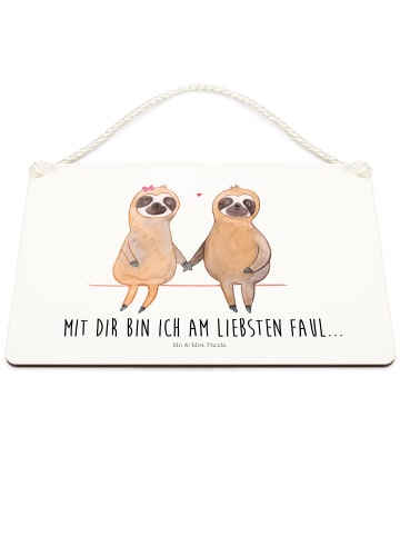 Mr. & Mrs. Panda Schild Faultier Pärchen mit Spruch in Weiß