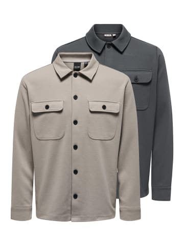 ONLY & SONS Hemdjacke / Overshirt Newkodyl in Dunkelgrau / hellgrau