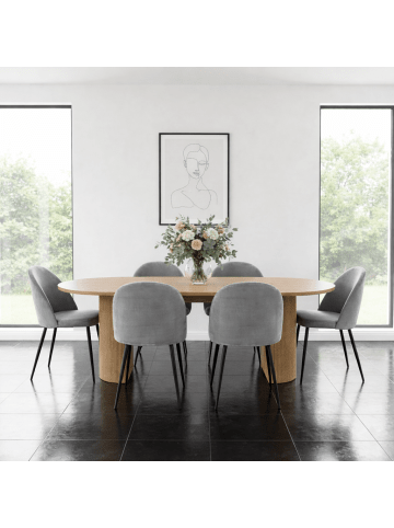 ebuy24 Essgruppe Kyoto 7-teilig Natur, grau 210 x 100 cm