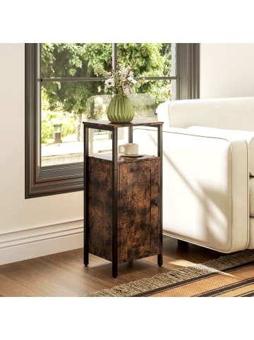 HOMCOM Beistelltisch-34L x 30B x 80H cm-Rustikal-Braun