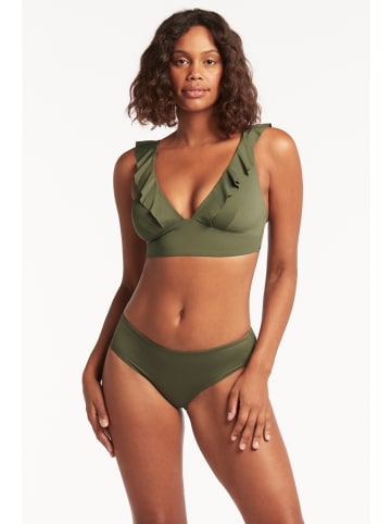 Sea Level Essentials Frill Bra Top in KHAKI