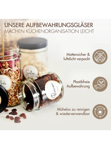 Räuberella Vorratsgläser 6er Set – Luftdichte Glasbehälter - 410ml
