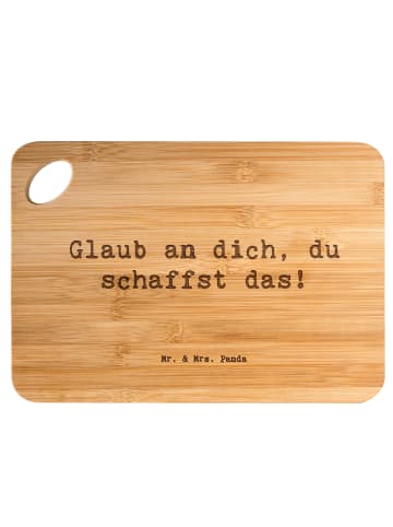 Mr. & Mrs. Panda Schneidebrett Spruch Schulanfang Glaube mit Spruch in Braun
