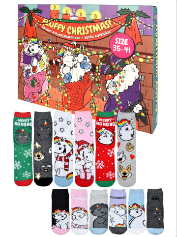 Pummeleinhorn Pummeleinhorn Socken Adventskalender mit 12 Paar kurz und lang in Mehrfarbig