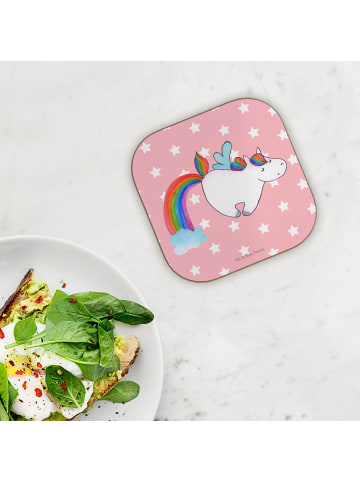 Mr. & Mrs. Panda Untersetzer Glas Einhorn Fliegendes Pferd ohne ... in Rot Pastell