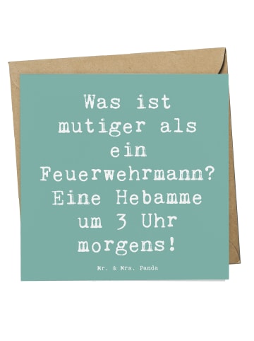 Mr. & Mrs. Panda Deluxe Karte Spruch Mutige Hebamme mit Spruch in Meeresbrise