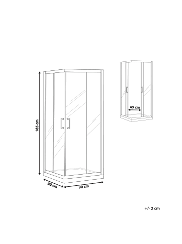 Beliani Duschkabine TELA in Transparent/Silber - (W) 90 x (H) 185 x (L) 90 cm