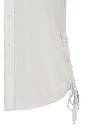 Sublevel Kurzarmbluse mit Kragen, Knopfleiste und Seitenschnürung in Weiß-3