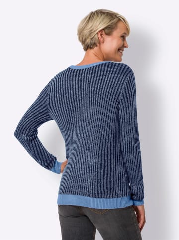 Sieh an! Langarm-Pullover in marine-himmelblau